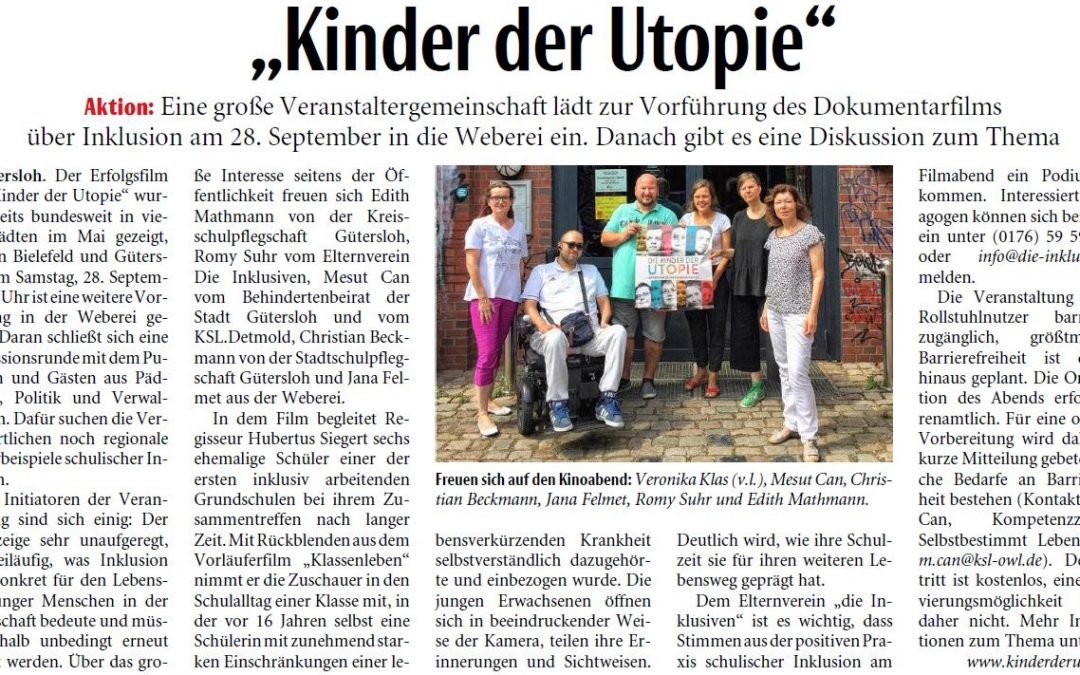 Filmvorführung: Die Kinder der Utopie (Neue Westfälische, 05.09.19)